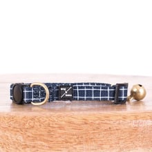 Navy Chequered Cat Collar